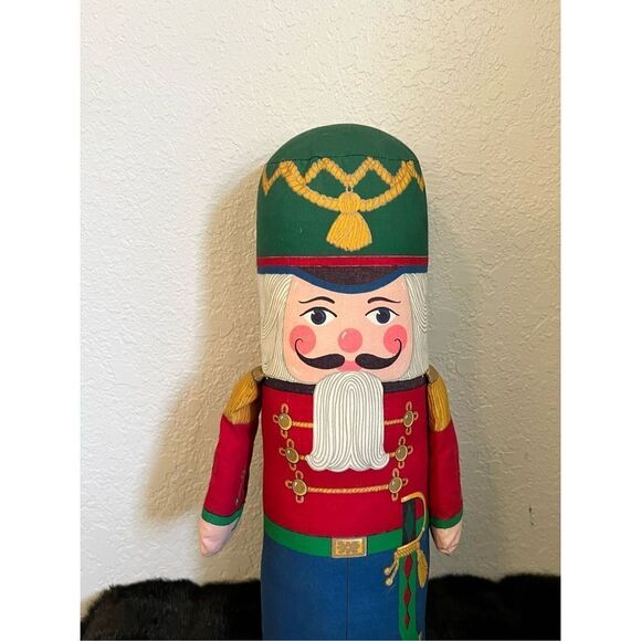 Vintage Retro Christmas Cloth Nutcracker Toy Soldier 17.5 X 8 Inches - Picture 2 of 4